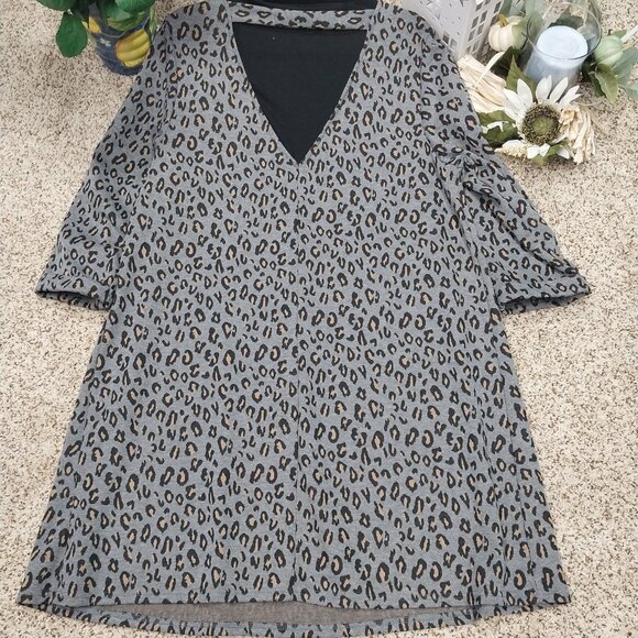 3368 Size Large Black and Grey Leopard Dress - Picture 3 of 5